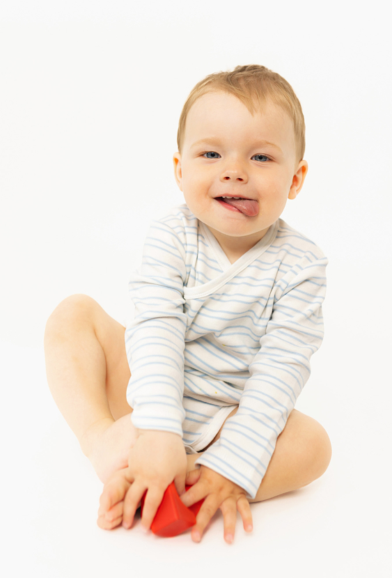 Body niemowlęce w jasne paski - kopertowe