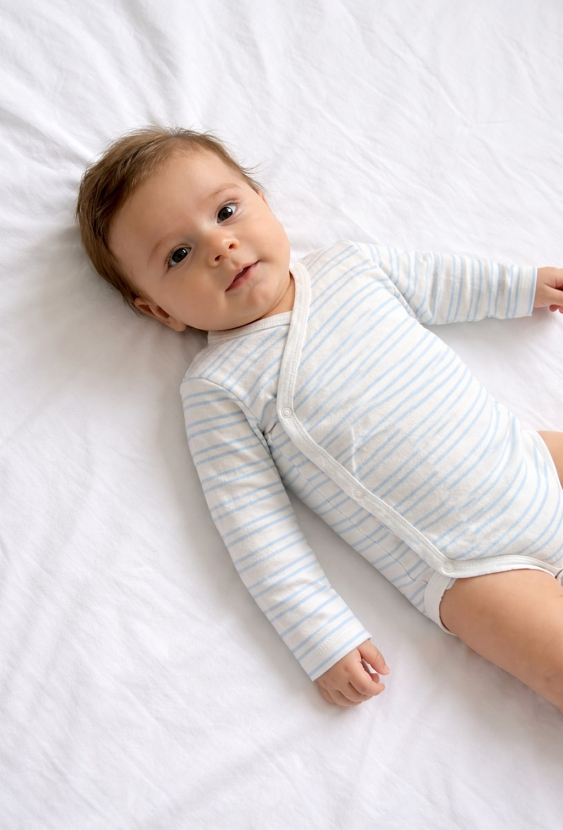 Body niemowlęce w jasne paski - kopertowe