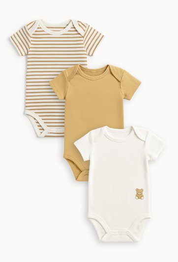 Bawełniane body 3-pak z krótkim rękawem