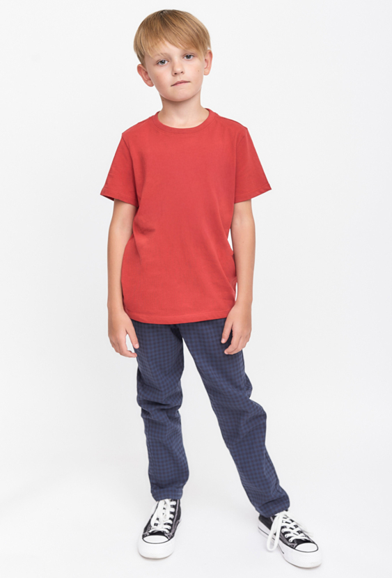 Granatowe spodnie  w drobną kratkę