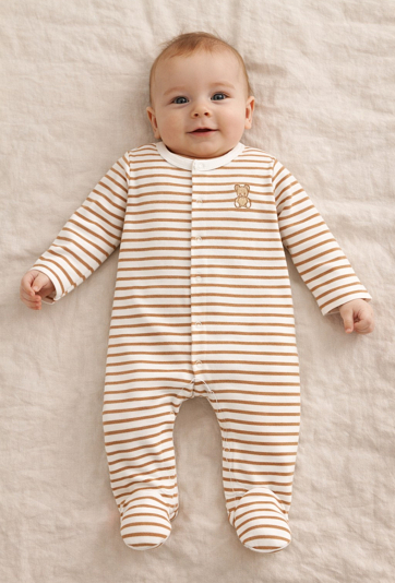 Pajac niemowlęcy bawełniany w paski – chłopiec