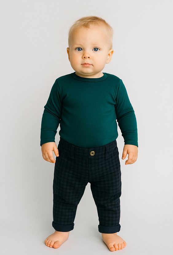 Spodnie niemowlęce chłopięce w kratkę – granatowe