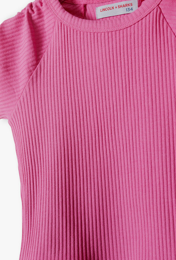 T-shirt dziewczęcy z ozdobnymi wiązaniami na ramionach