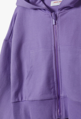 Bluza dresowa pudełkowa z kapturem - fioletowa - Lincoln&Sharks