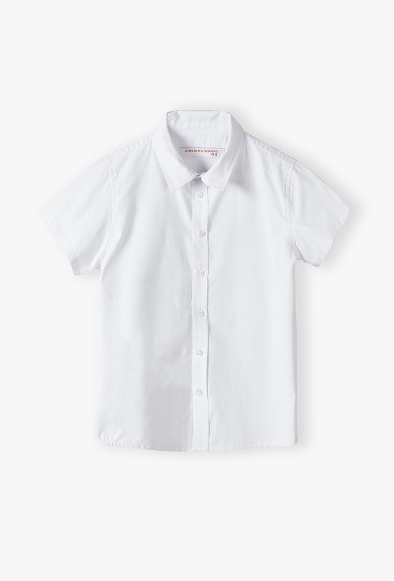 Klasyczna biała koszula chłopięca z krótkim rękawem