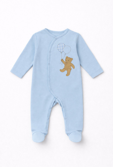 Pajacyk niemowlęcy z nadrukiem misia i baloników