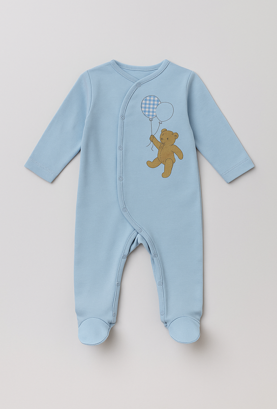 Pajacyk niemowlęcy z nadrukiem misia i baloników