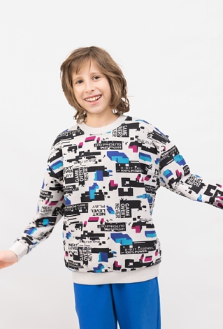 Bluza chłopięca crewneck  kolorowy nadruk pixel