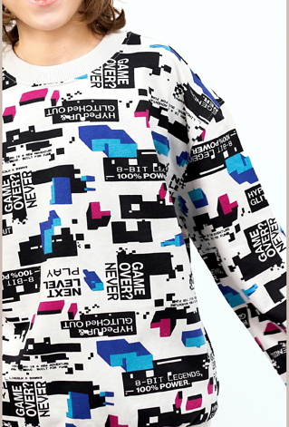 Bluza chłopięca crewneck  kolorowy nadruk pixel