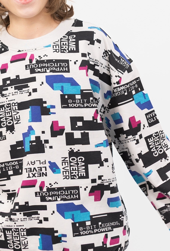 Bluza chłopięca crewneck  kolorowy nadruk pixel