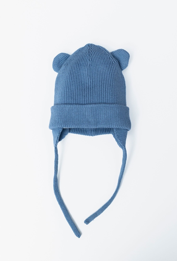 Wiązana czapka przejściowa dla niemowlaka - niebieska