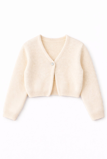 Biały kardigan rozpinany dla dziewczynki