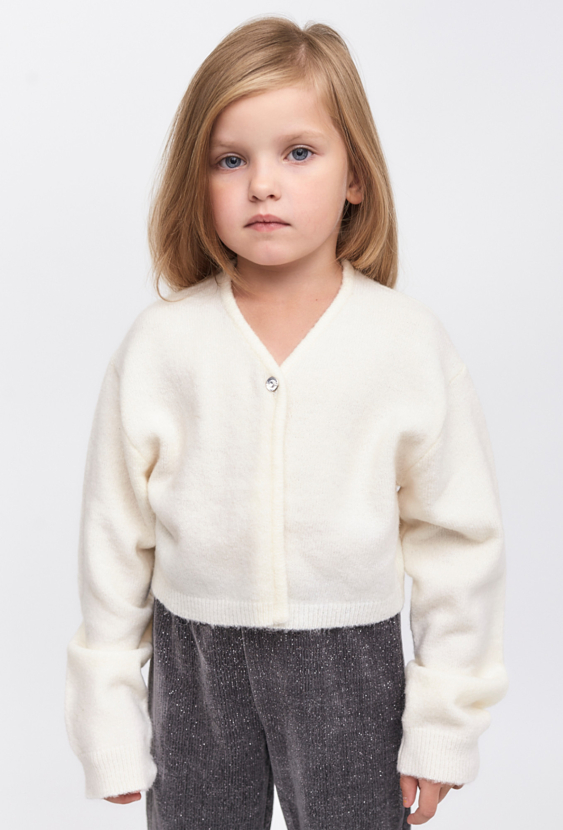 Biały kardigan rozpinany dla dziewczynki