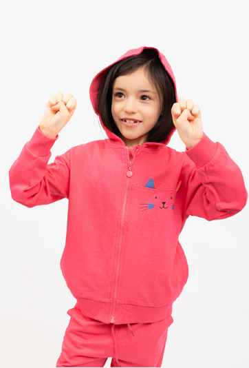 Bluza dziewczęca rozpinana z kapturem – kotek