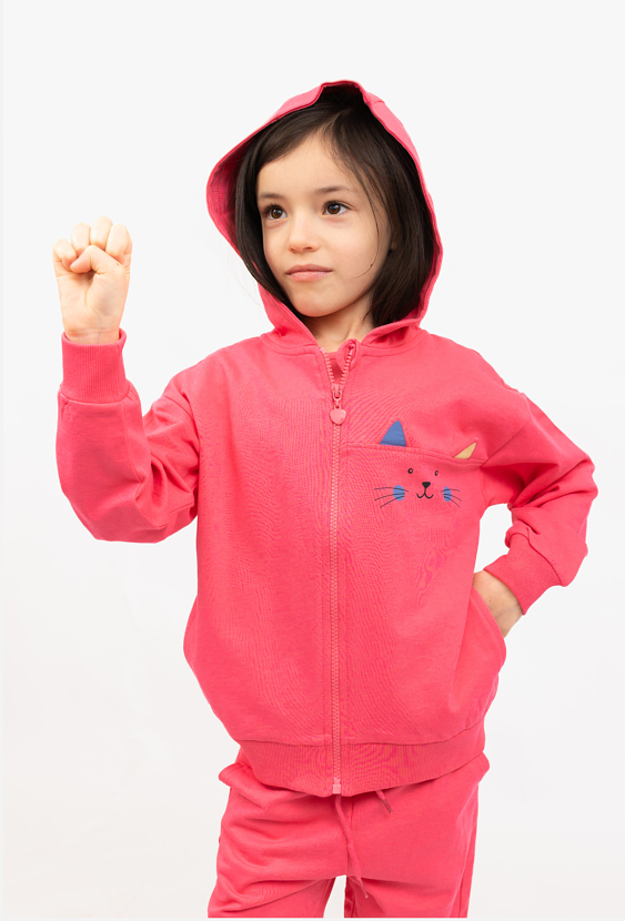 Bluza dziewczęca rozpinana z kapturem – kotek