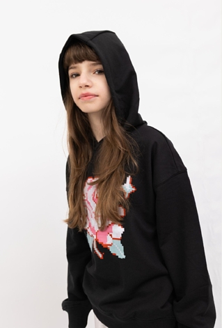 Bluza dziewczęca oversize z kapturem – róża