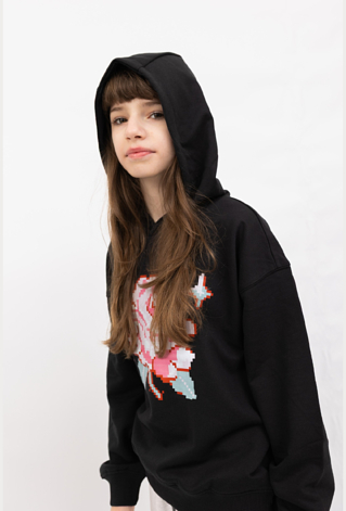 Bluza dziewczęca oversize z kapturem – róża