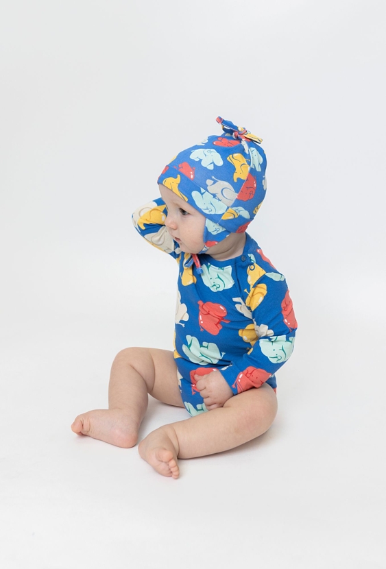 Czapka bawełniana dla niemowlaka- niebieska w słoniki