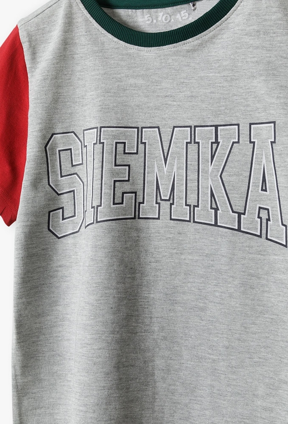 T-shirt dzianinowy z napisem - Siemka - 5.10.15.