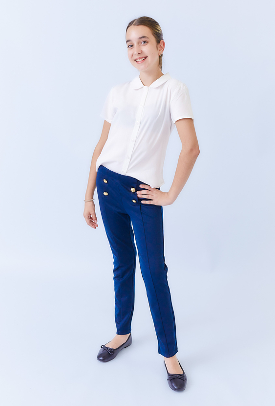 Koszula dziewczęca ecru z krótkim rękawem