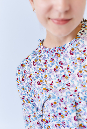 Koszula dziewczęca w kwiaty z długim rękawem