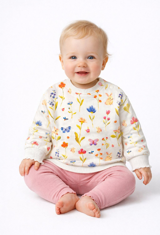 Bluza niemowlęca z kwiatowym printem i falbanką