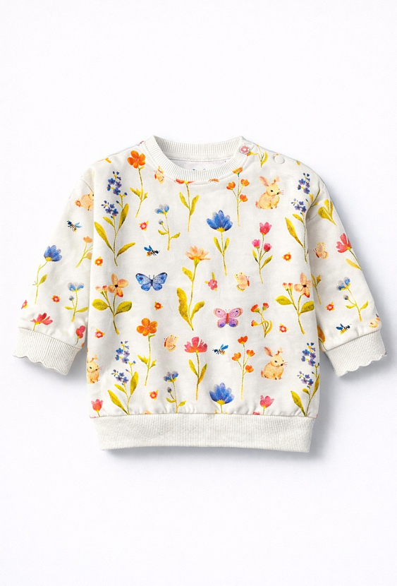 Bluza niemowlęca z kwiatowym printem i falbanką