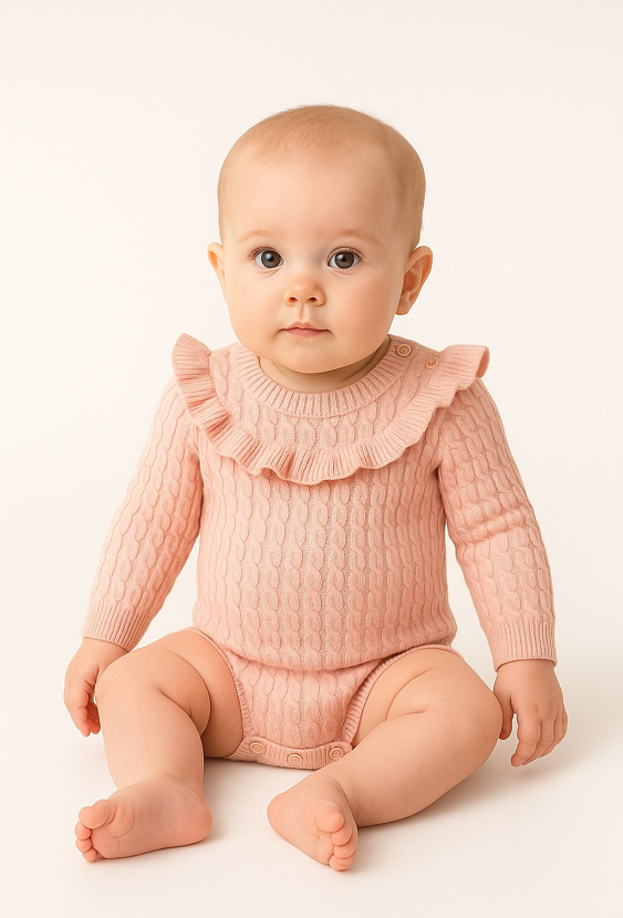 Różowe body niemowlęce dziewczęce z falbanką