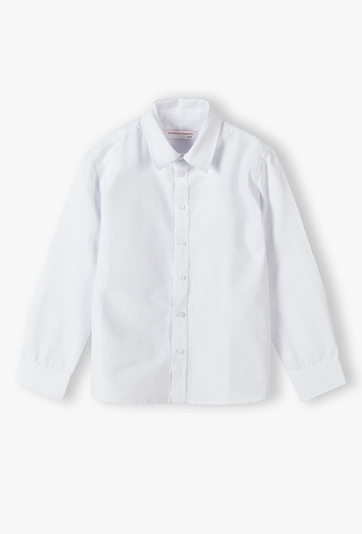 Biała elegancka koszula chłopięca z długim rękawem