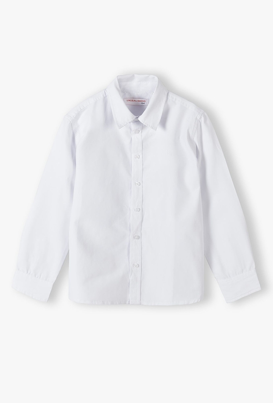 Biała elegancka koszula chłopięca z długim rękawem