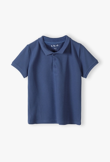 T-shirt chłopięcy - niebieski z kołnierzykiem - 5.10.15.