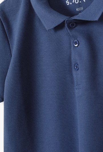 T-shirt chłopięcy - niebieski z kołnierzykiem - 5.10.15.