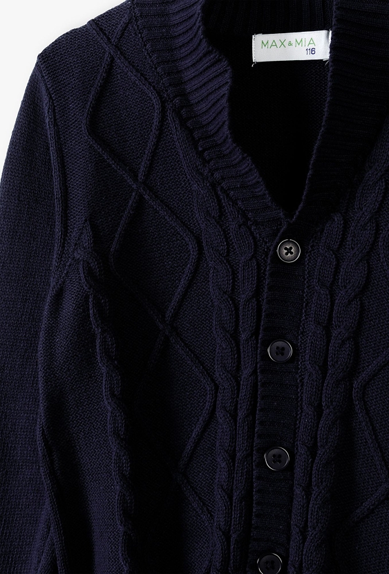 Granatowy rozpinany sweter chłopięcy