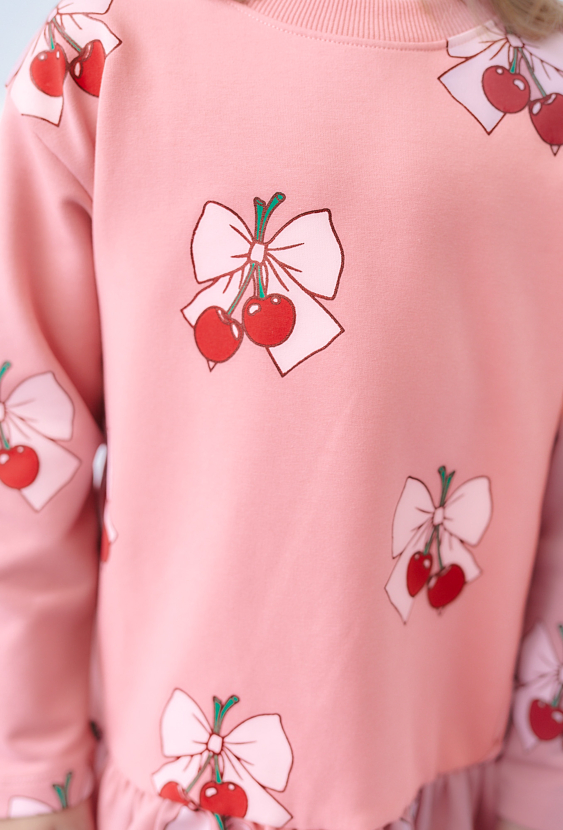 Sukienka dziewczęca z długim rękawem i nadrukiem