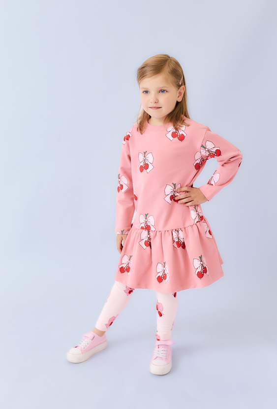 Sukienka dziewczęca z długim rękawem i nadrukiem