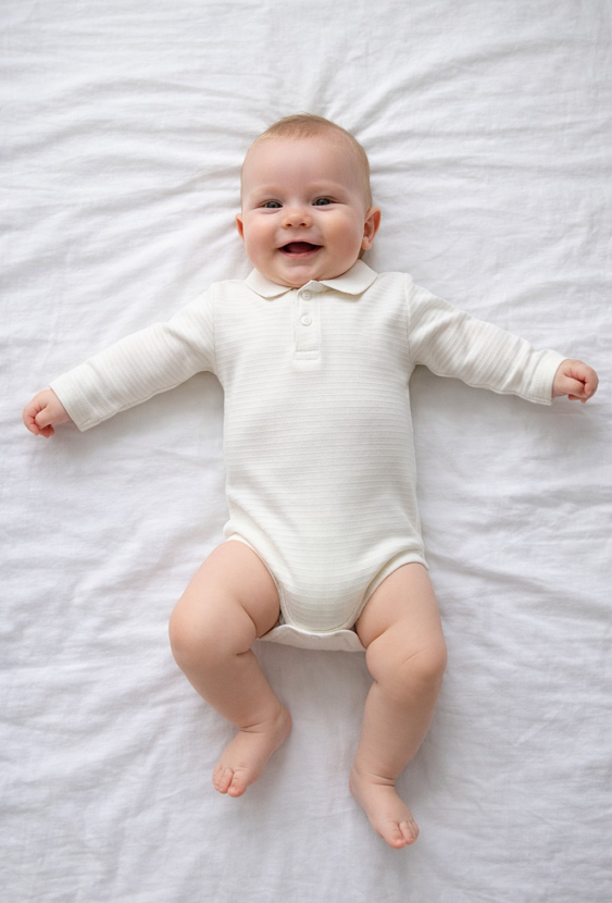 Body niemowlęce chłopięce z długim rękawem i kołnierzykiem