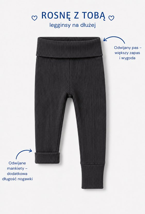 Legginsy chłopięce prążkowane Grow With Me