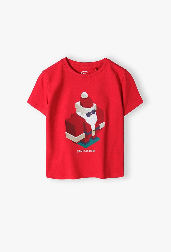 Czerwony T-shirt świąteczny dla chłopca