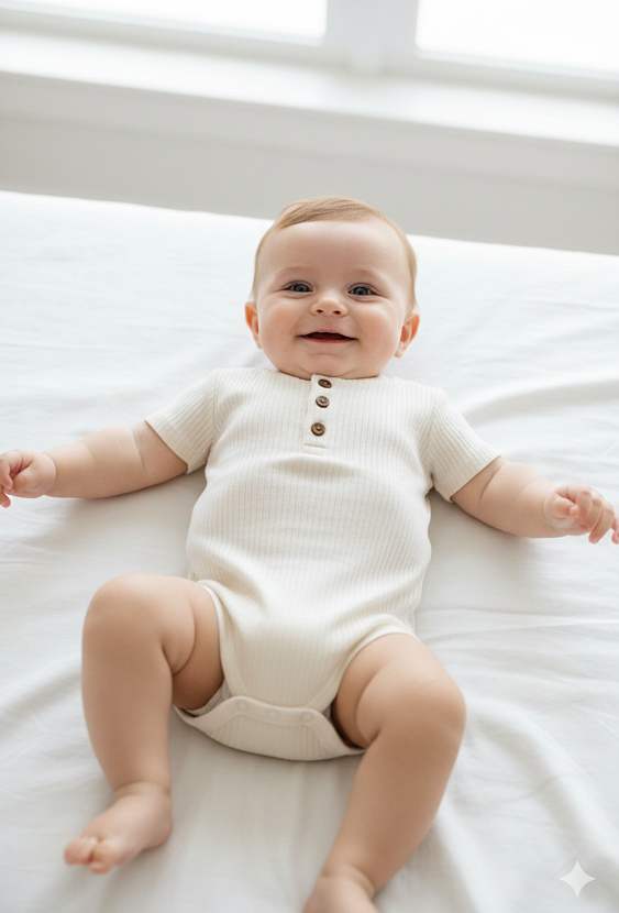 Body niemowlęce z krótkim rękawem z guziczkami – chłopiec