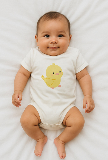 Body niemowlęce z krótkim rękawem – ptaszek