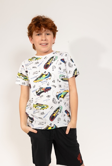 Chłopięca koszulka z nadrukiem piłkarskich korków