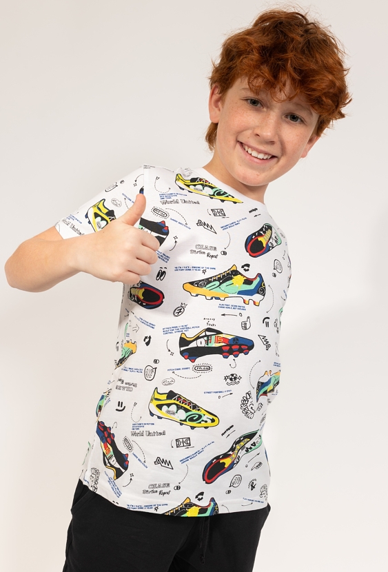 Chłopięca koszulka z nadrukiem piłkarskich korków