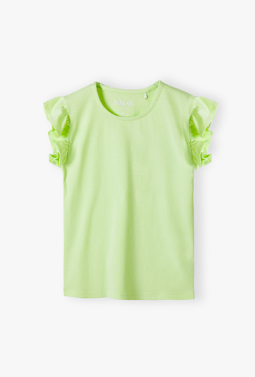 T-shirt dziewczęcy z falbankami przy rękawach