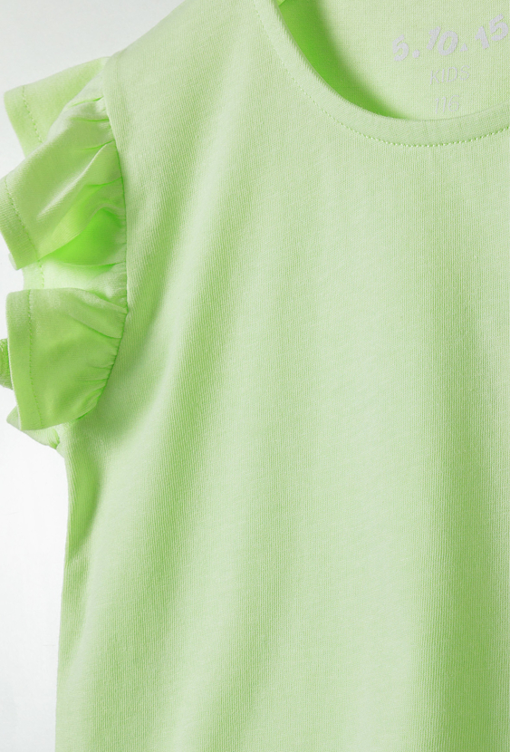 T-shirt dziewczęcy z falbankami przy rękawach