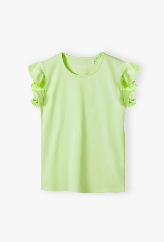 T-shirt dziewczęcy z falbankami przy rękawach