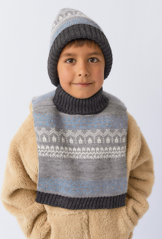 Chłopięcy gruby komin zimowy z norweskim wzorem