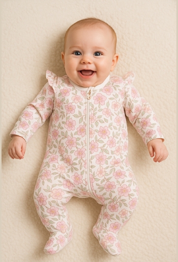 Pajac niemowlęcy dla dziewczynki – kwiatowy wzór