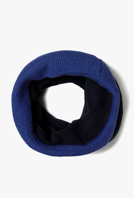 Komin chłopięcy na zimę w granatowo niebieskie paski