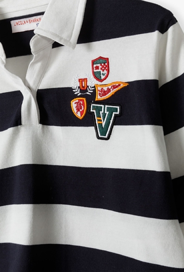 Bluzka dziewczęca w biało-granatowe paski - Lincoln&Sharks