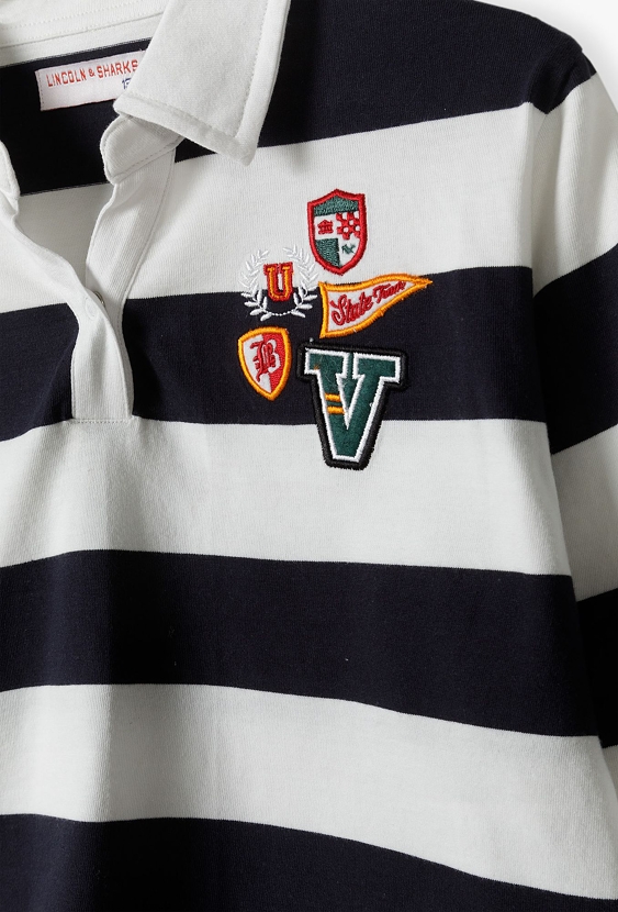 Bluzka dziewczęca w biało-granatowe paski - Lincoln&Sharks